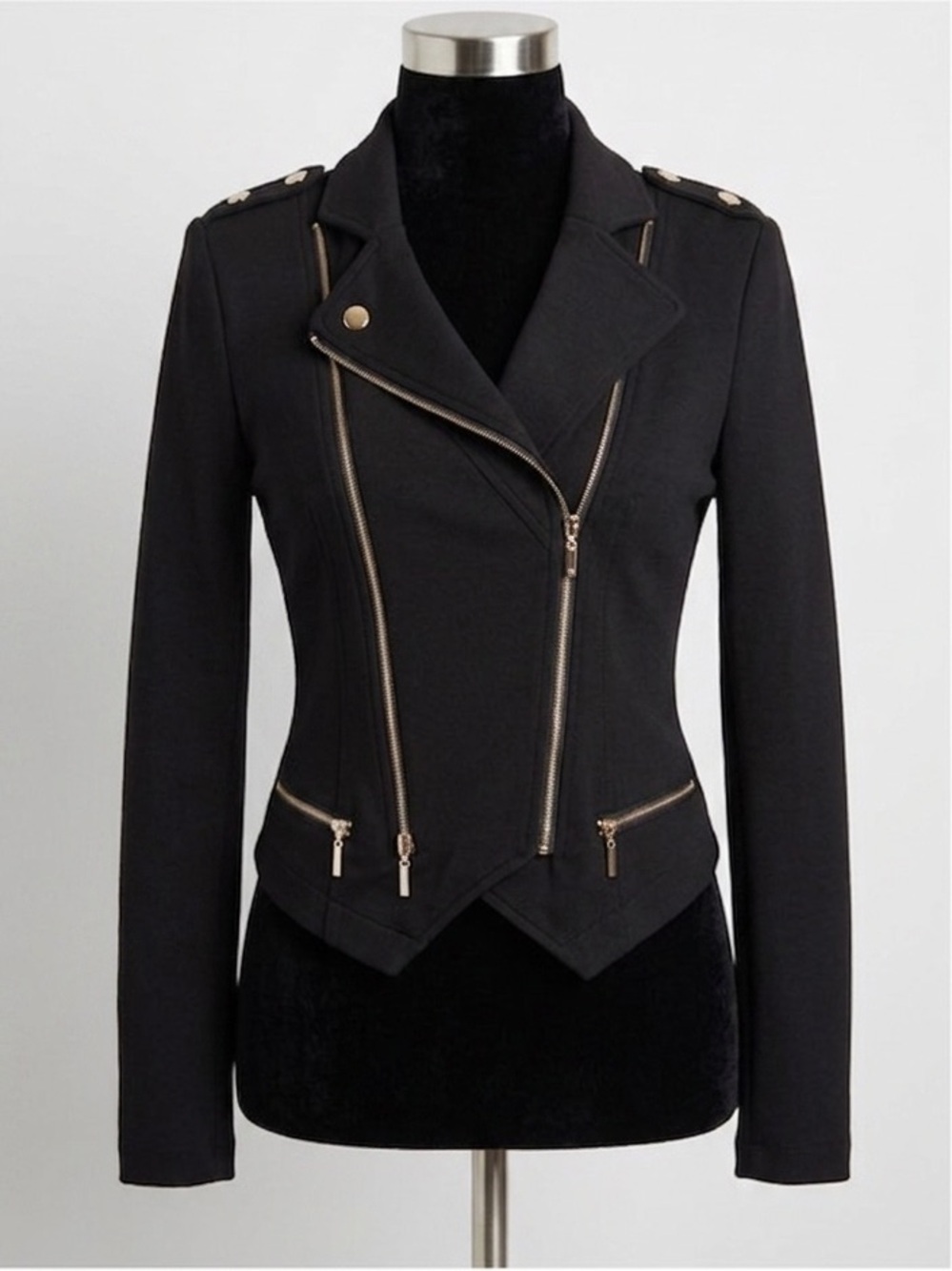 UK2LA Black Asymmetric Moto-Style Jacket